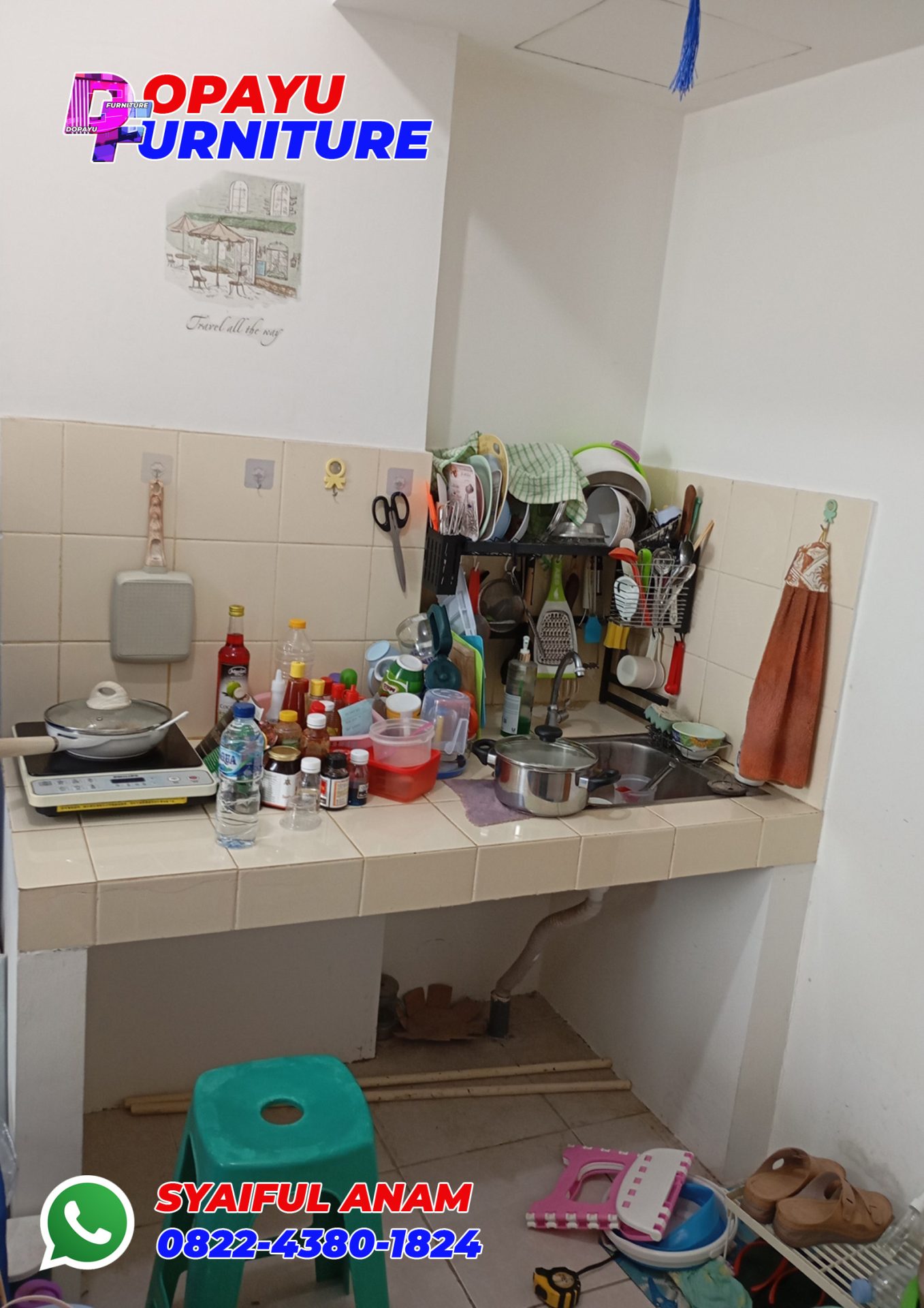 Pembuatan Kitchen Set Aluminium Frameless Putih Bu Evy Apartemen Darmo Permai Surabaya