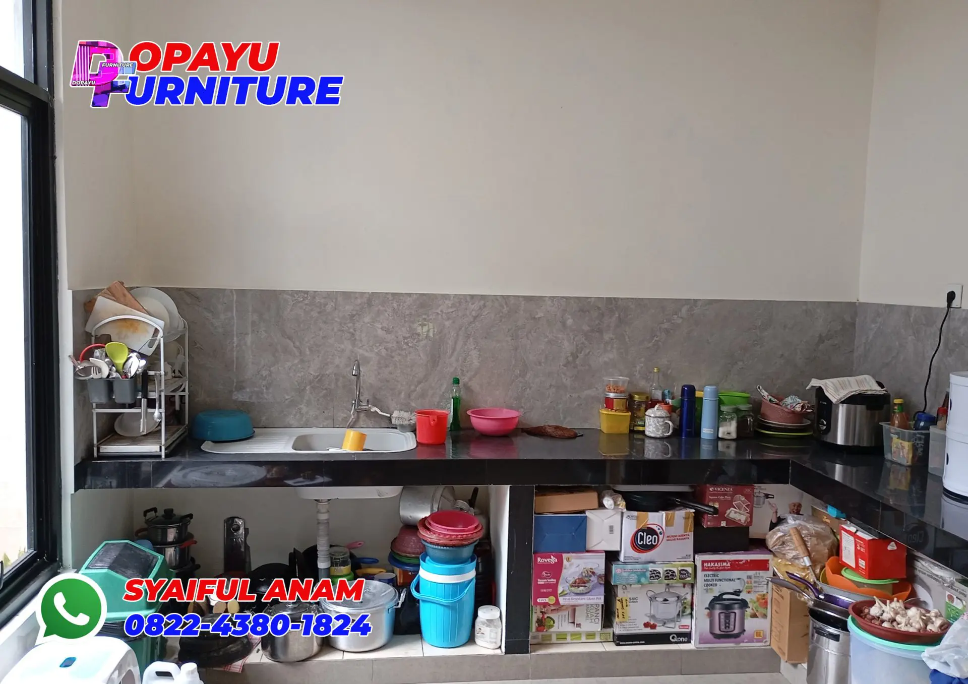 Pembuatan Kitchen Set Aluminium Frameless Putih di Citra Garden Buduran Sidoarjo