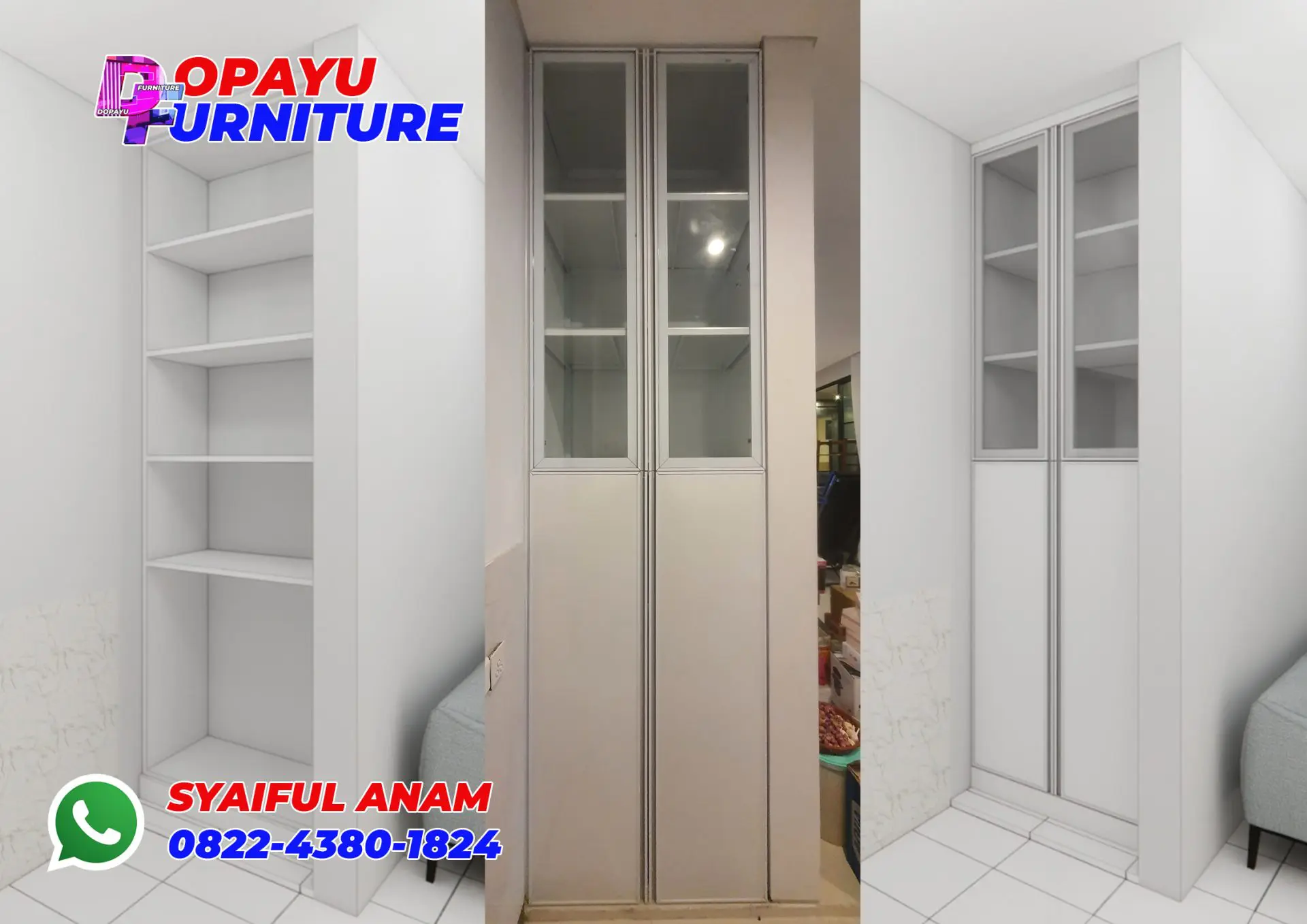 Pembuatan Kitchen Set Aluminium Frameless Putih di Citra Garden Buduran Sidoarjo