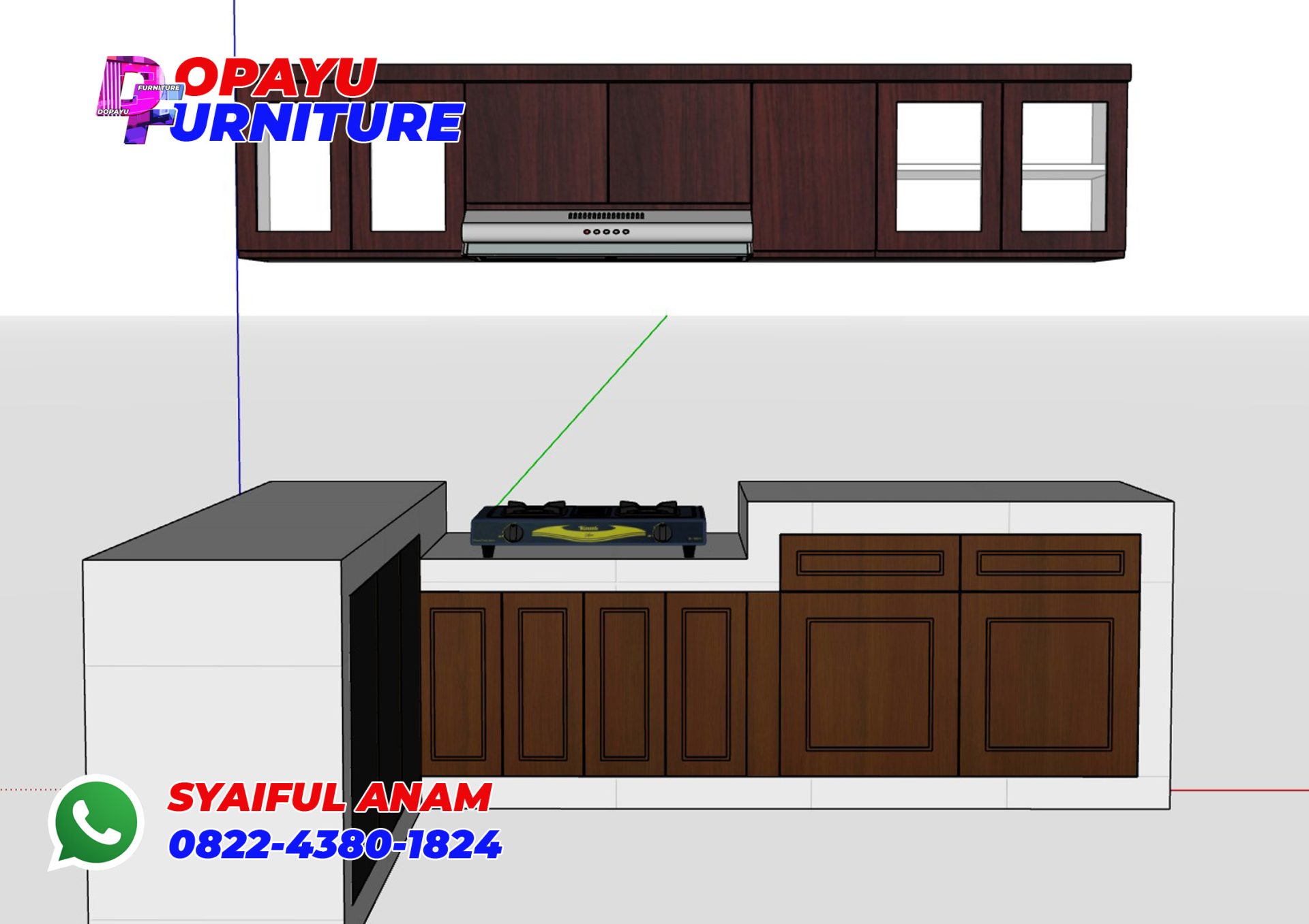Pembuatan Kitchen Set HPL Motif Kayu Pak Muchtar di Ketintang Surabaya